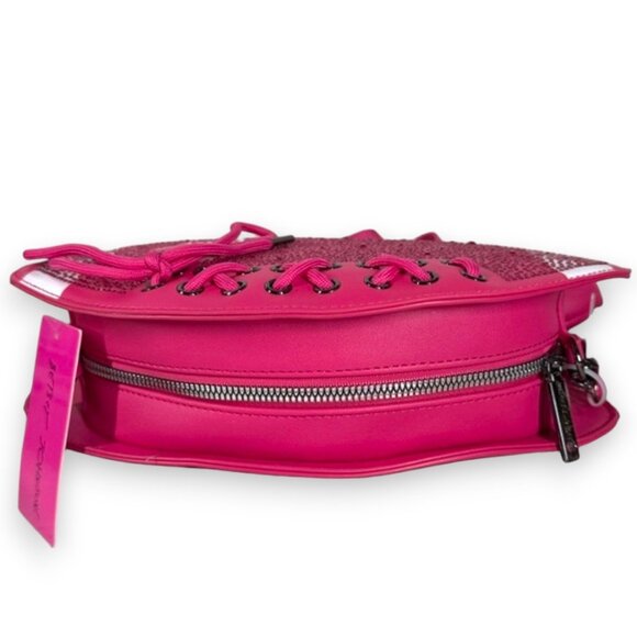 Betsey Johnson Sequin Football Shoulder Crossbody Bag "XOFUMBLE" - New - Picture 6 of 8